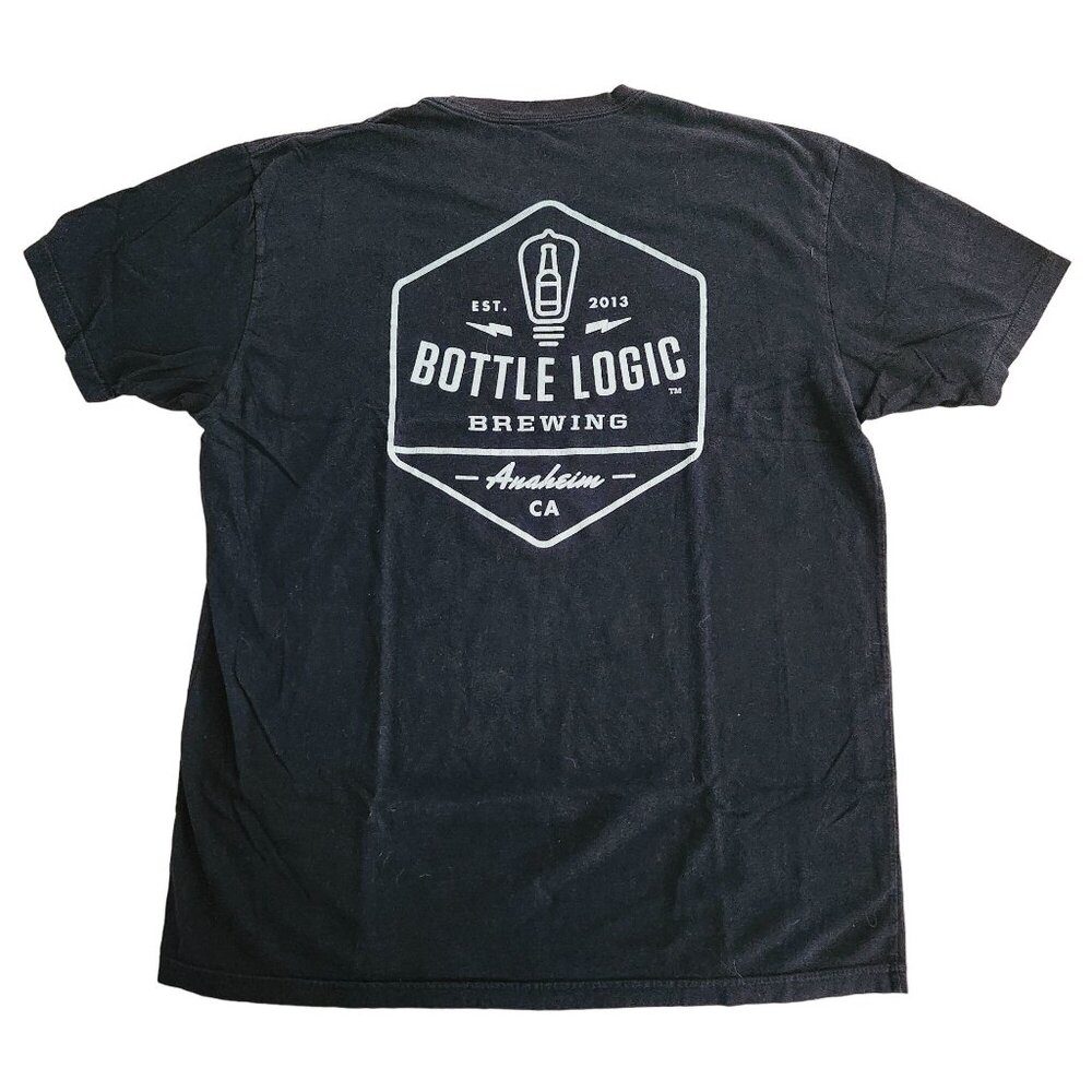 Bottle Logic Brewing T-Shirt Est 2013 Anaheim CA Black Cotton Size Large
